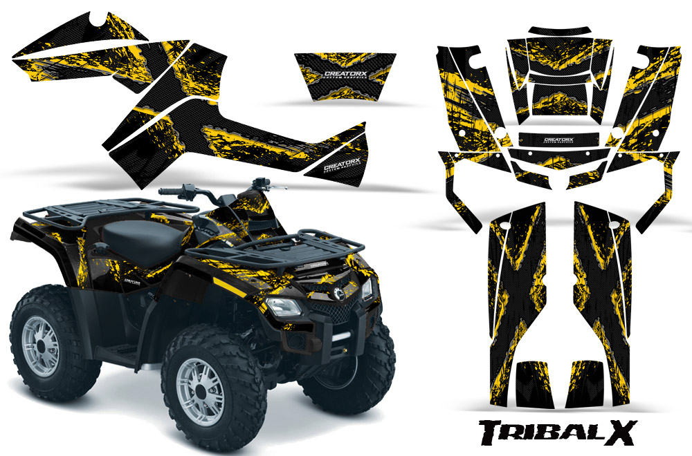 Can-Am Outlander 800 Graphics Kit Bolt TribalX Yellow Black BB